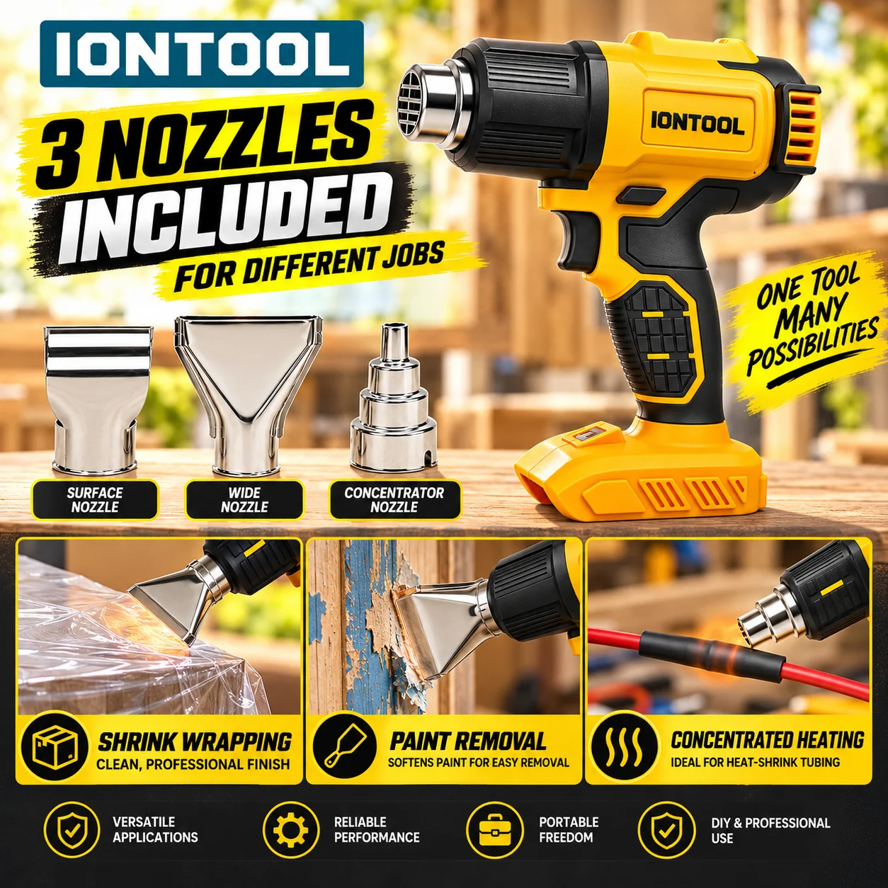IONTOOL Kuning 550 ℃   Pistol  - Cordless Heat Gun For Shrink Tubing ulasan dan harga